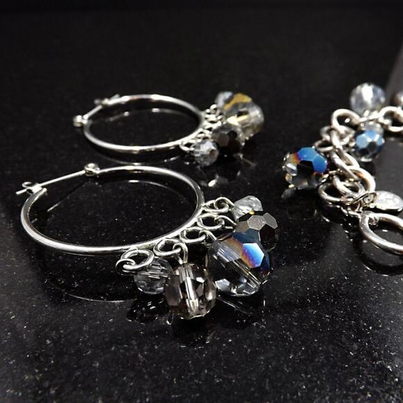 Vintage Cookie Lee Czech Beads Bracelet & Hoop Earrings Set, 1990s - Picture 7 of 8